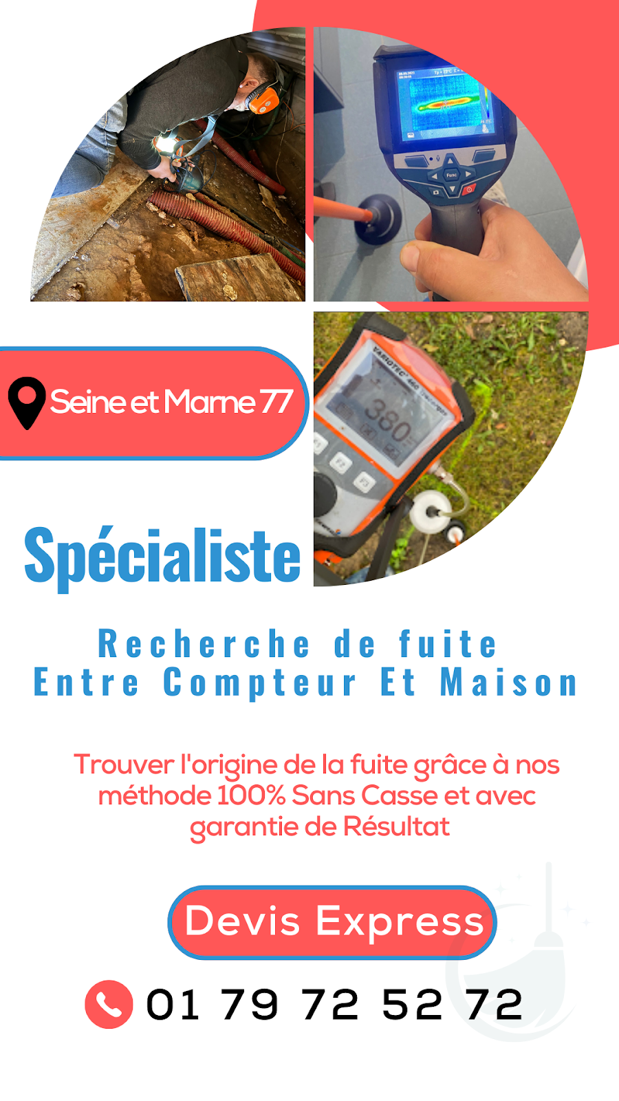 recherche fuite entre compteur maison 77